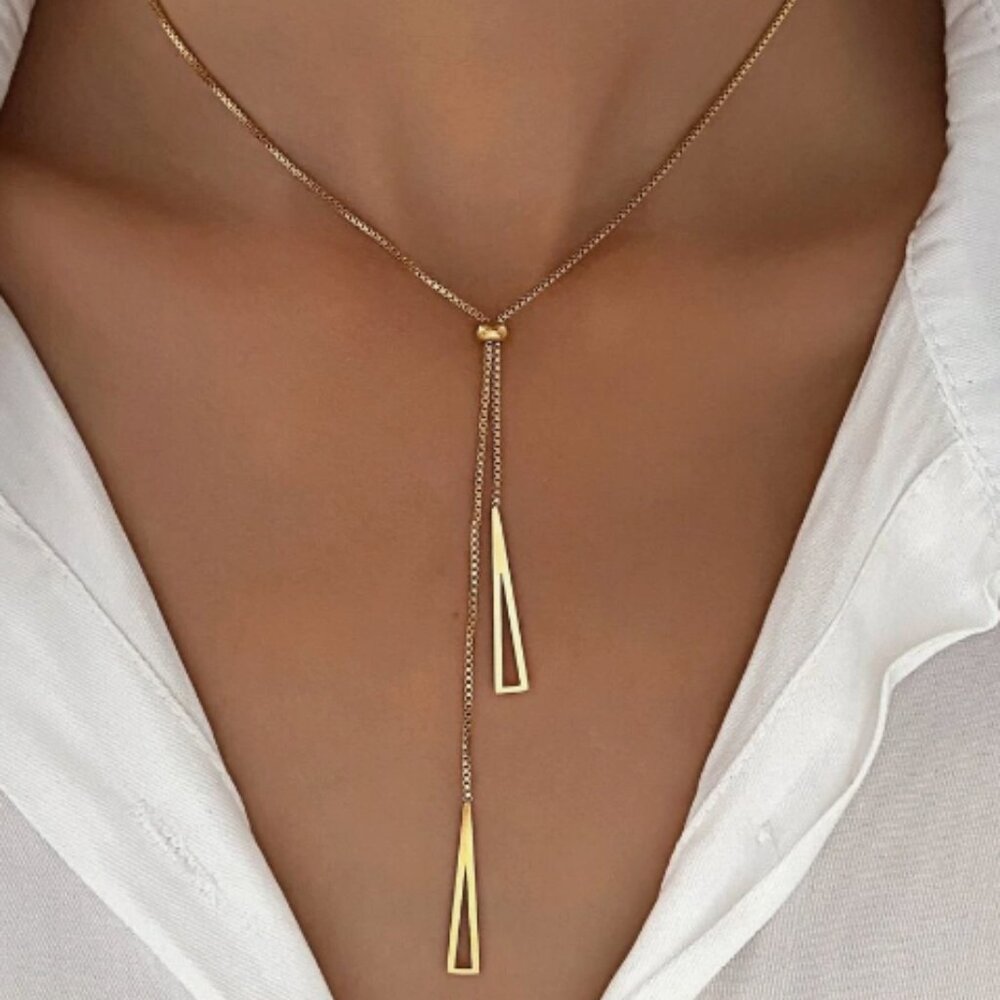 Triangle Charm Y Lariat Necklace